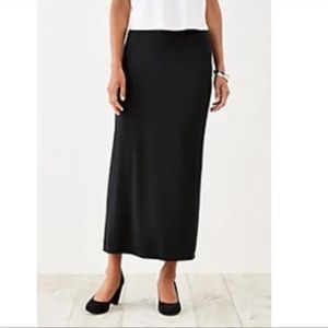 J.Jill Smooth Fit Stretch Maxi Skirt Solid Black Size L